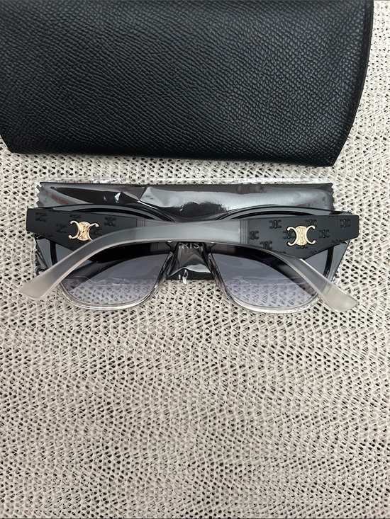 Fashion- Black Gradient Cat Eye Sunglasses with Gold Accents